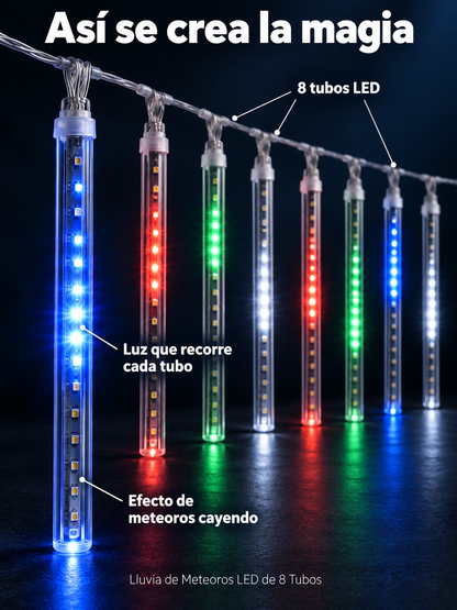 Lluvia de Meteoros LED de 8 Tubos