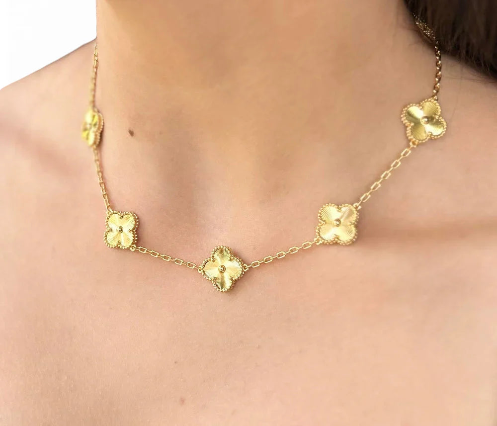 Collar Van Cleef Vintage 5 Trébol Bañado en Oro 18K