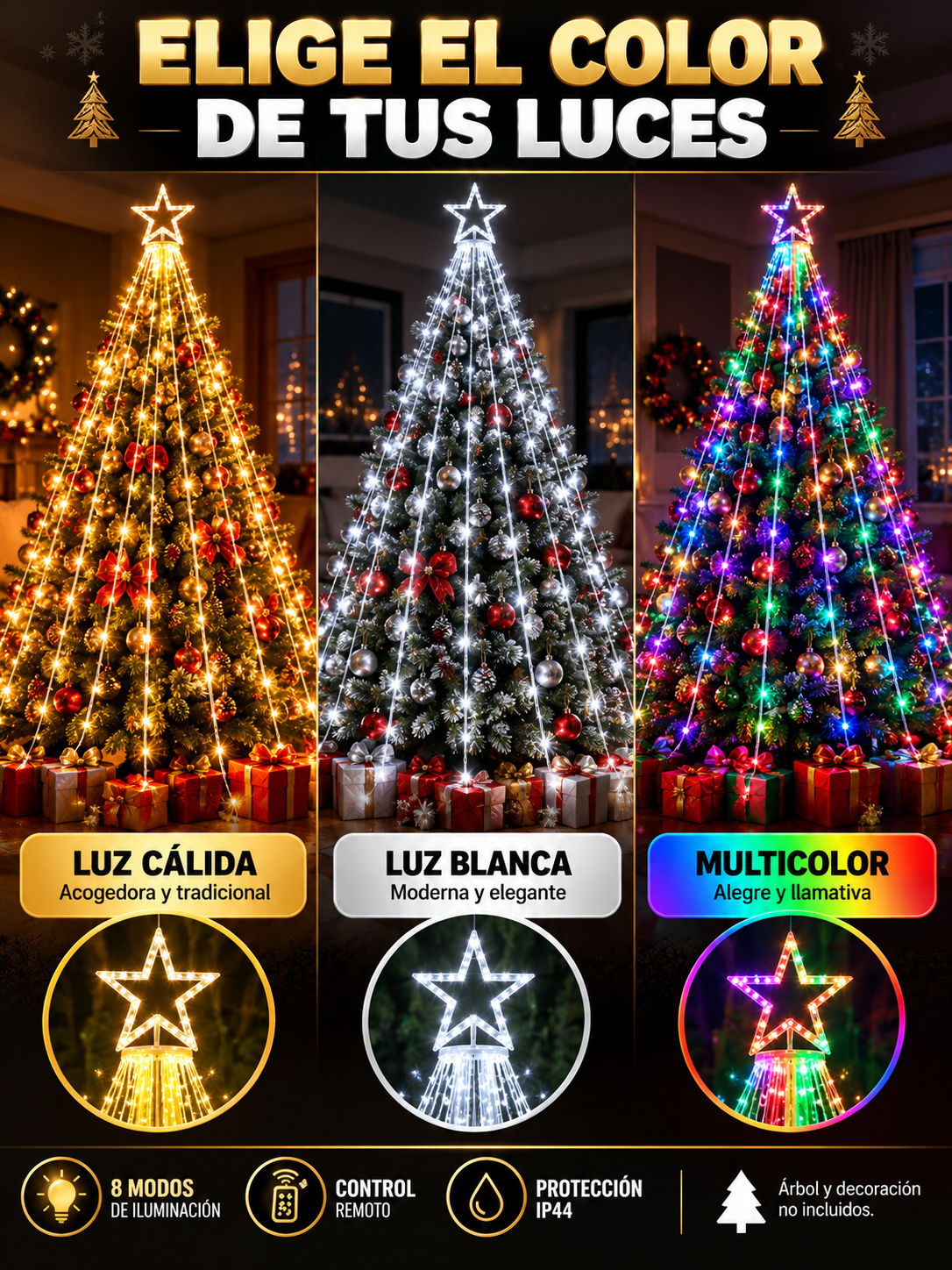 Cascada Mágica LED™ – Luces para Árbol de Navidad