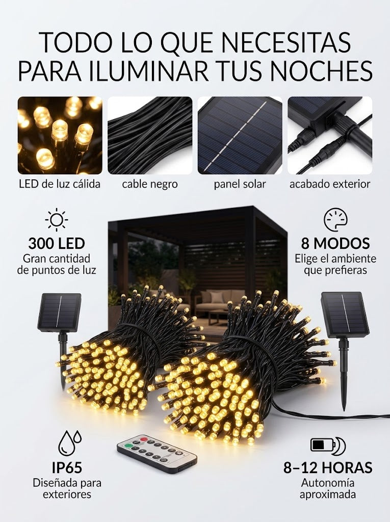 LumiSolar Pro™ – Guirnalda Solar Exterior.
