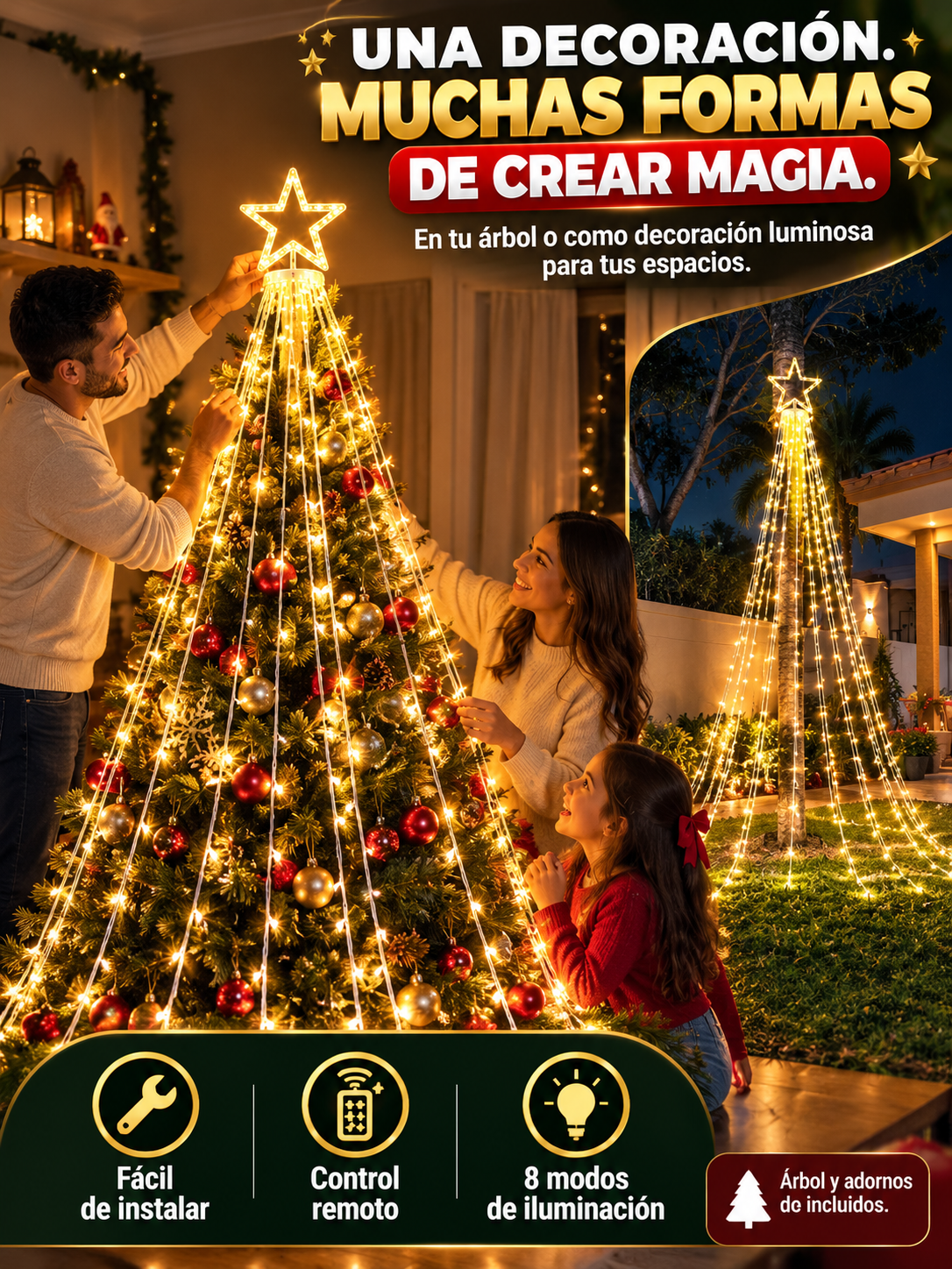 Cascada Mágica LED™ – Luces para Árbol de Navidad