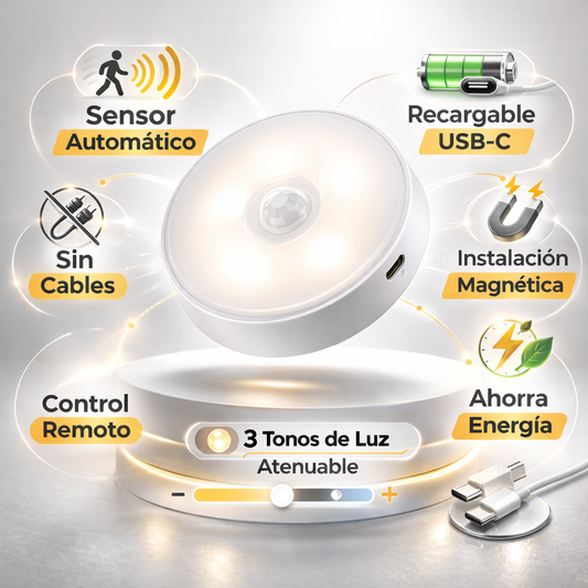 LuzSensor Pro – Lámpara LED Recargable con Movimiento X3 UNIDADES
