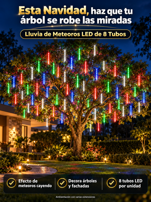 Lluvia de Meteoros LED de 8 Tubos