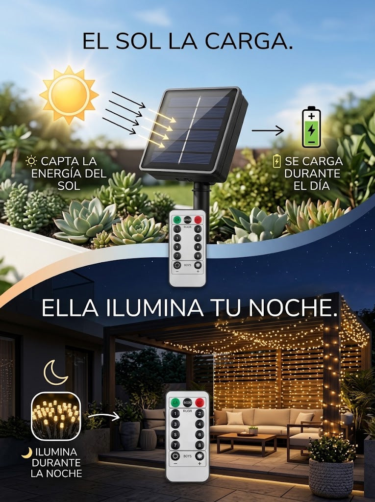 LumiSolar Pro™ – Guirnalda Solar Exterior.